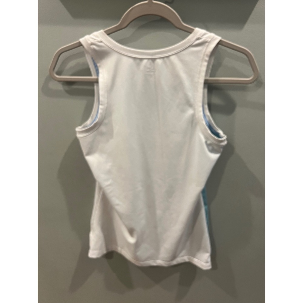Alo Yoga CoolFit Athletic Tank Top Women's Size Medium White Teal V-Neck - Picture 5 of 8
